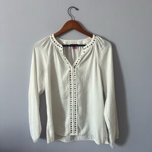 Vince Camuto Ivory Blouse with Stud Accents